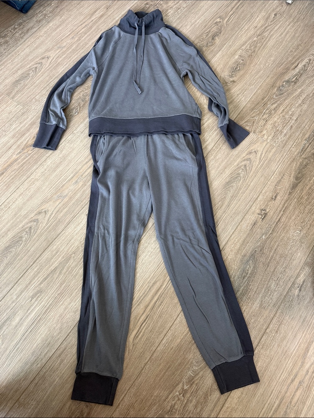 Monrow Two-Tone Gray & Charcoal Track Jogger Set